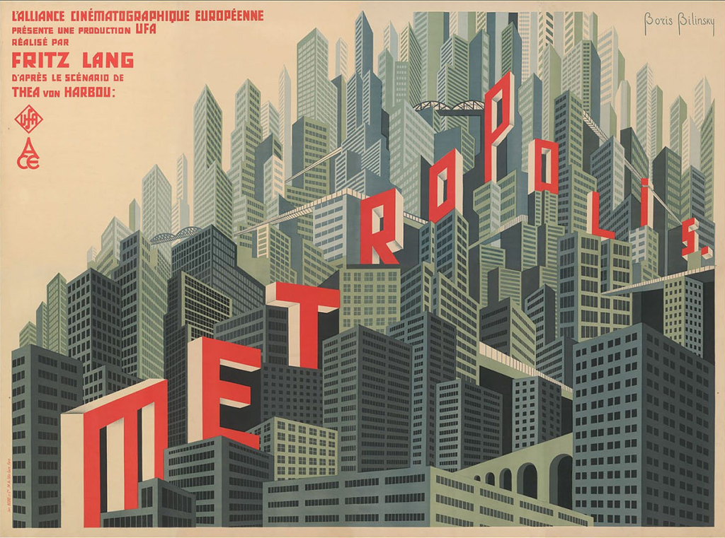 image blog affiche de cinéma affiche film metropolis Boris Bilinski 1927