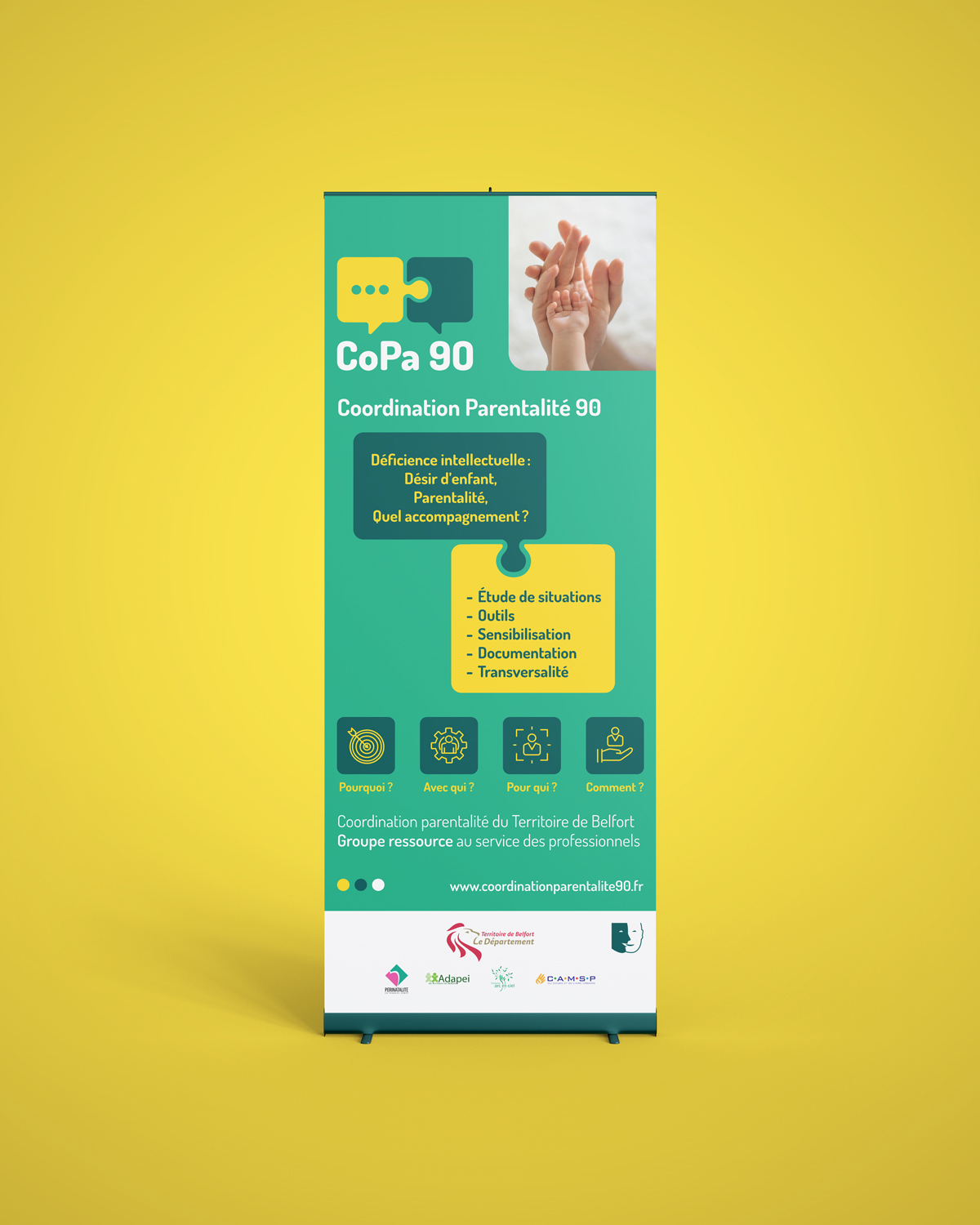 Roll up banner mockup look front view