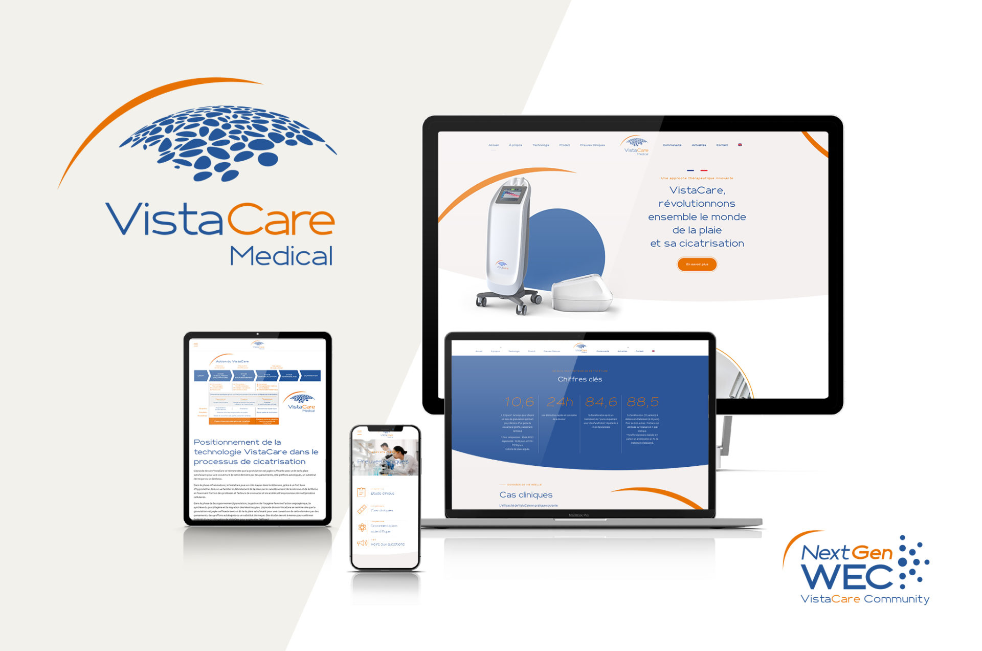 photos site internet VistaCare medical multi écrans sur fond blanc par Code graphique
