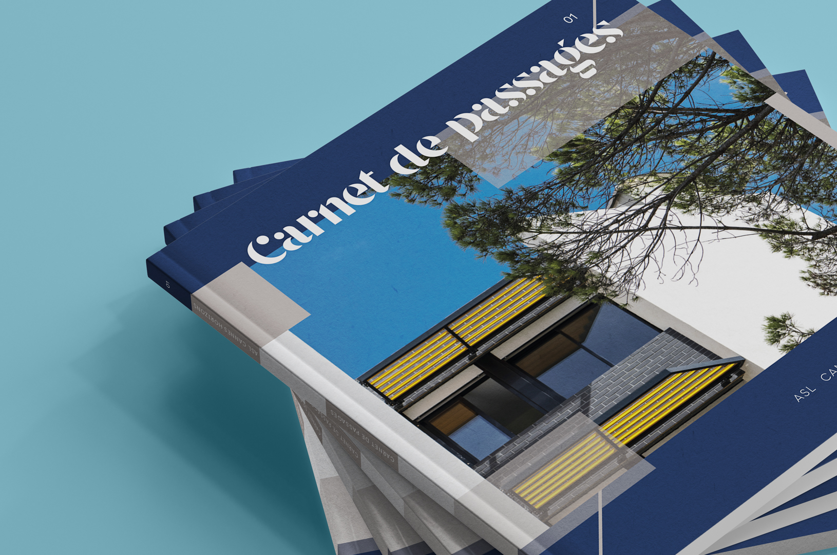 photo carnet de passage sur fond bleu par code graphique